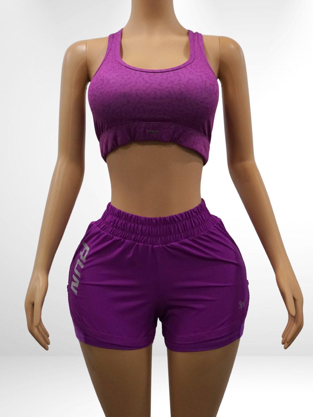 Purple Running Shorts Set front view