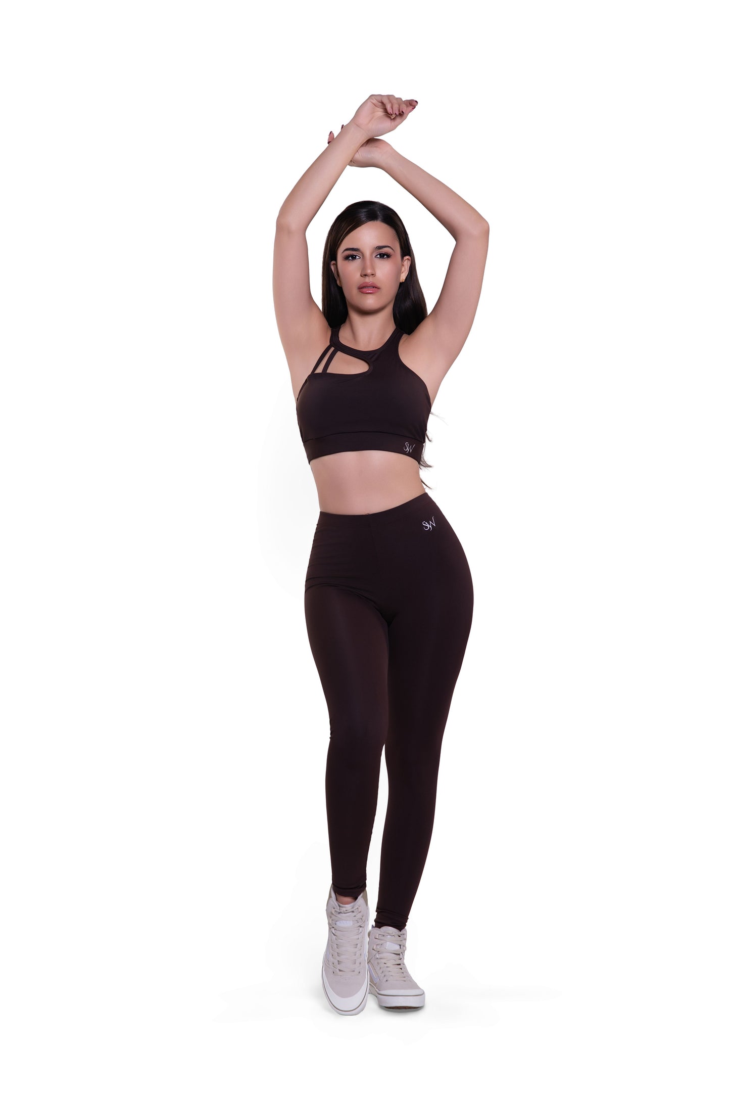 V-Ruched Leggings Cutout Set