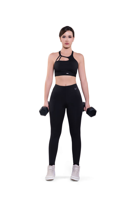 V-Ruched Leggings Cutout Set