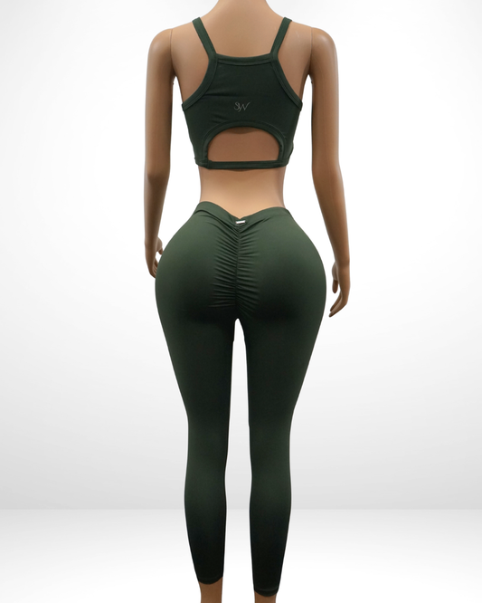 V-Ruched Leggings Strappy Set