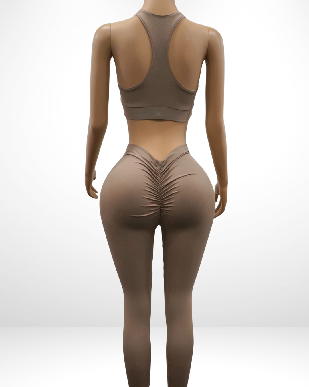 V-Ruched Leggings Cutout Set