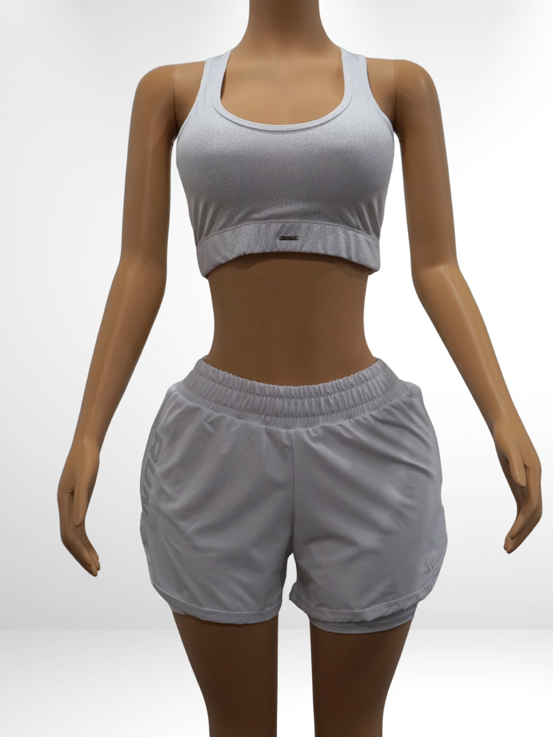 White Running Shorts Set front view