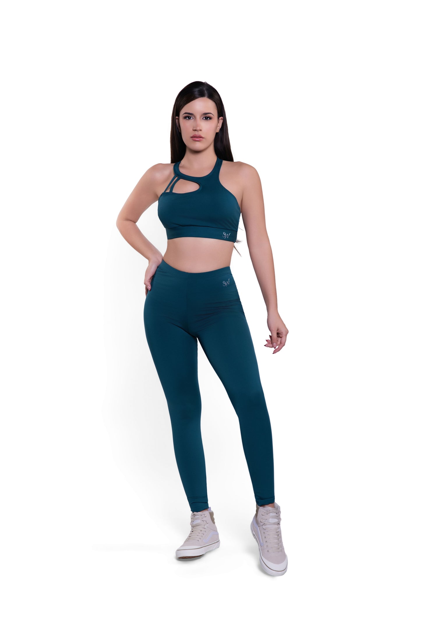 V-Ruched Leggings Cutout Set