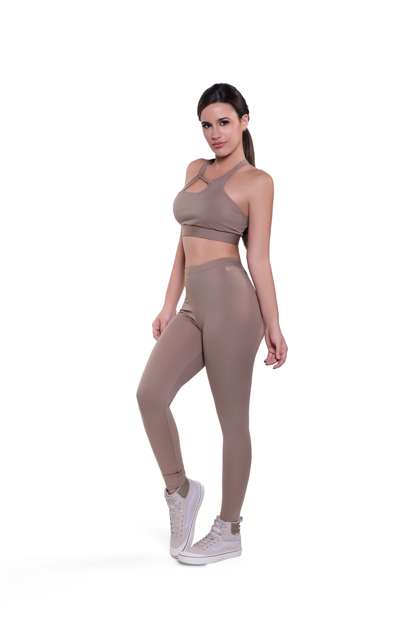 V-Ruched Leggings Cutout Set