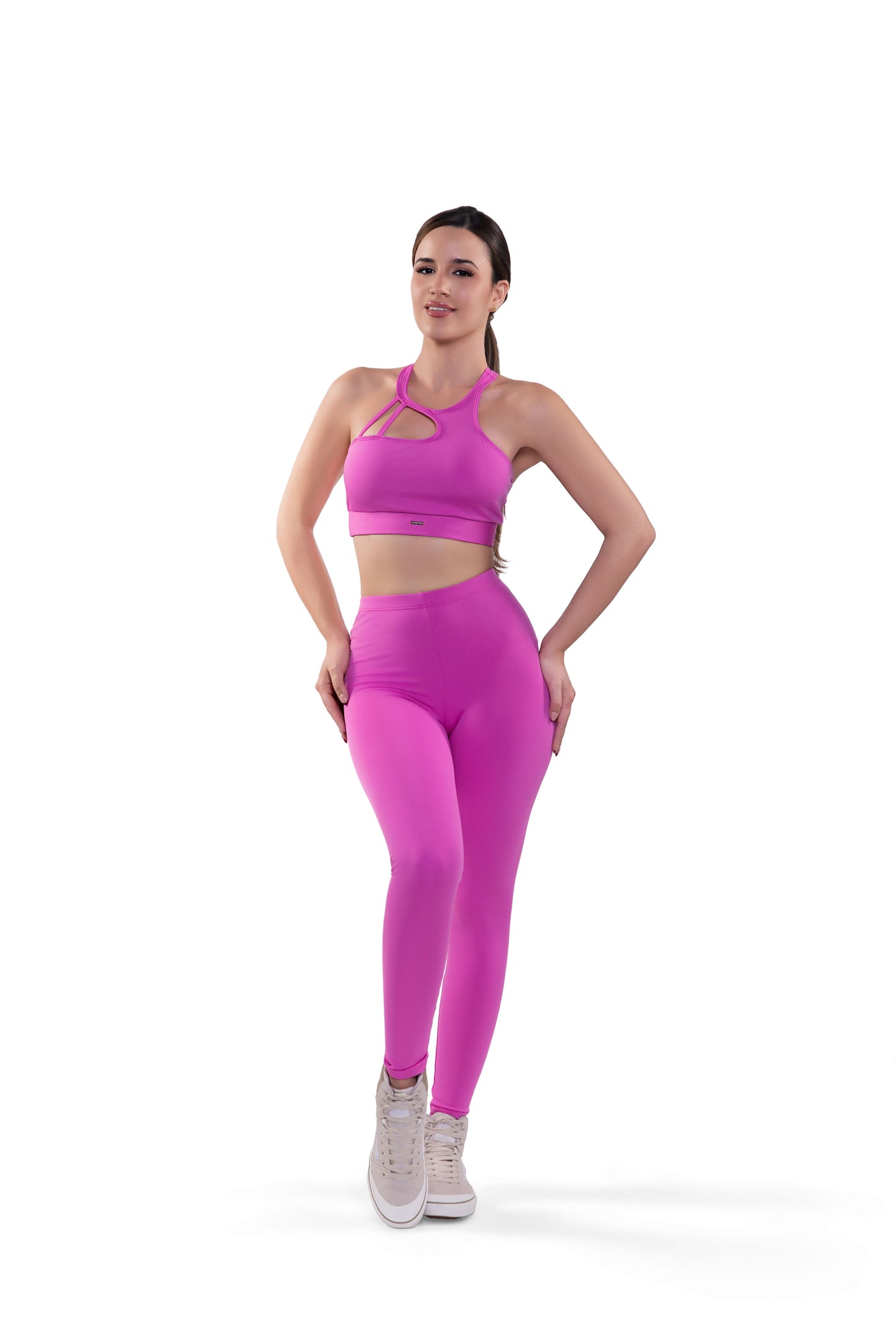 V-Ruched Leggings Cutout Set