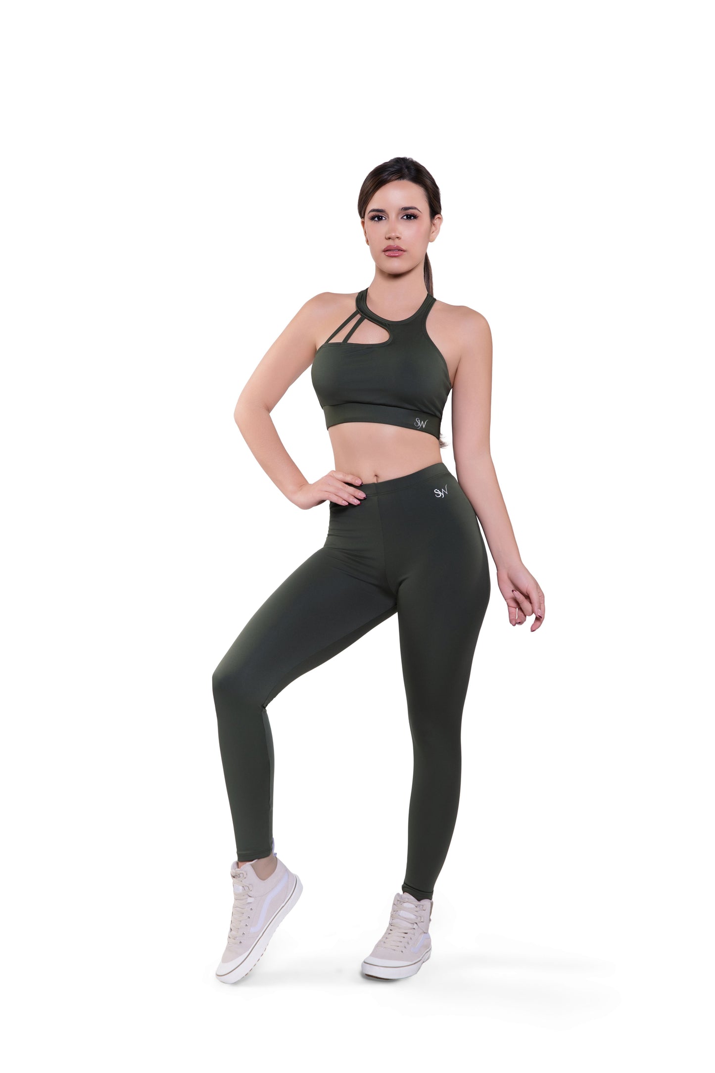V-Ruched Leggings Cutout Set