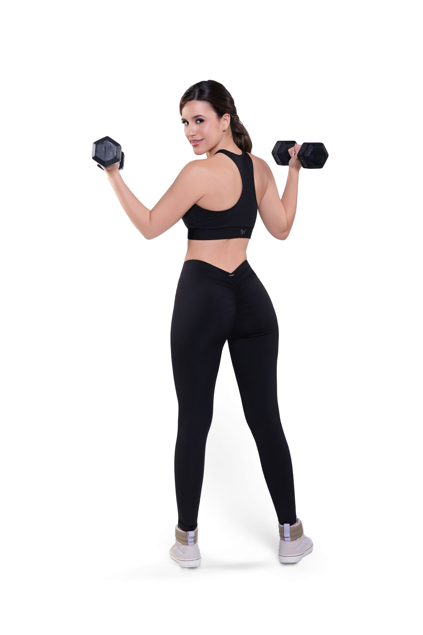 V-Ruched Leggings Cutout Set